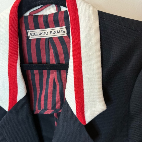 Emilio Renaldi Black Trench Coat with Red and White Details - Picture 3 of 16